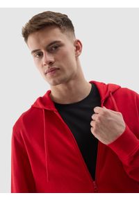 4f - 4F Bluza dresowa rozpinana z kapturem męska - ciemna czerwień XXL. Okazja: na co dzień. Typ kołnierza: kaptur. Kolor: czerwony. Materiał: dresówka. Wzór: gładki, ze splotem. Styl: sportowy, casual