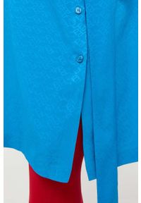 Pinko sukienka z domieszką jedwabiu kolor niebieski mini. Okazja: na co dzień. Kolor: niebieski. Materiał: jedwab. Długość rękawa: długi rękaw. Typ sukienki: proste. Styl: casual. Długość: mini #4