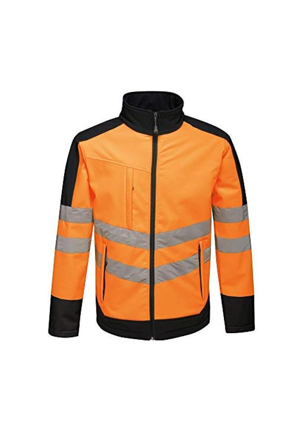 Regatta - Męski Softshell Odblaskowy Professional. Kolor: żółty, niebieski, wielokolorowy, pomarańczowy. Materiał: softshell. Sport: turystyka piesza