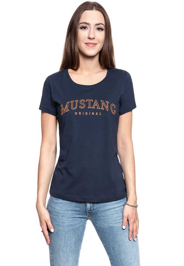 Mustang - MUSTANG T SHIRT DAMSKI Alexia C Print DARK SAPPHIRE 1008380 4136. Wzór: nadruk
