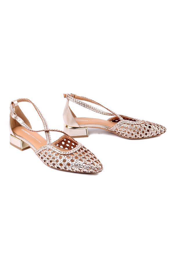 Gioseppo - GIOSEPPO 75560 Brillion platinum, czółenka damskie. Kolor: złoty. Materiał: skóra, guma. Obcas: na obcasie. Wysokość obcasa: średni