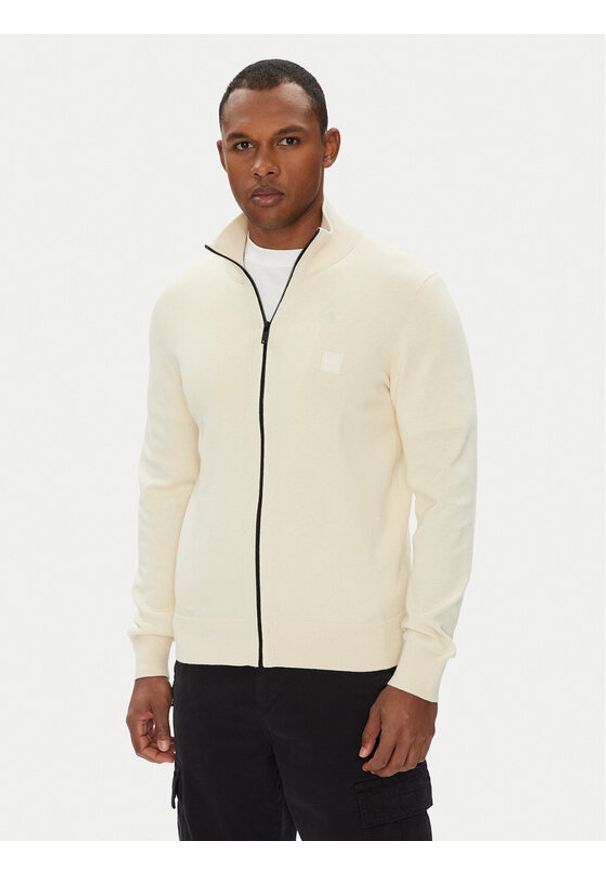 BOSS Kardigan Kanozip_S 50543692 Żółty Regular Fit. Kolor: żółty. Materiał: bawełna