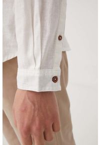 Tom Tailor koszula lniana męska kolor biały regular ze stójką. Typ kołnierza: kołnierzyk stójkowy. Kolor: biały. Materiał: len #3