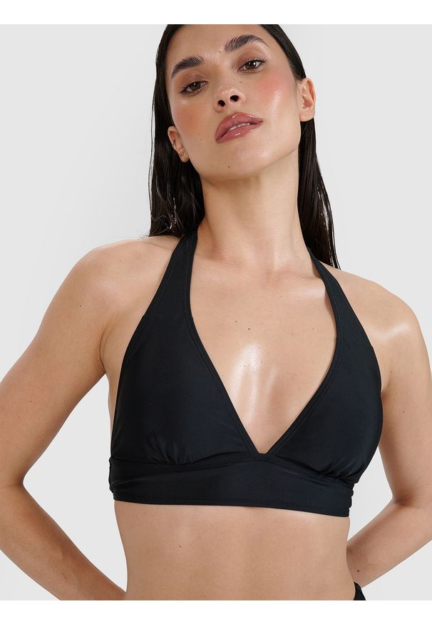 4f - 4F Góra od bikini damska - czarna M. Kolor: czarny. Materiał: materiał, syntetyk, elastan
