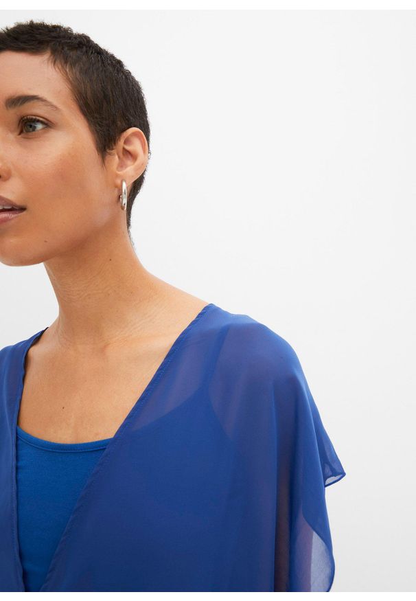 bonprix - Bluzka shirtowa ze zrównoważonego materiału. Kolor: niebieski. Materiał: materiał. Styl: elegancki