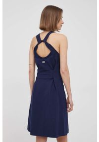 G-Star RAW - G-Star Raw sukienka D21297.B771 kolor granatowy mini rozkloszowana. Kolor: niebieski. Materiał: bawełna, dzianina. Długość rękawa: na ramiączkach. Wzór: gładki. Typ sukienki: rozkloszowane. Długość: mini #6