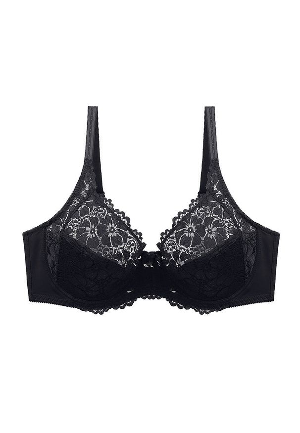 Intica - Biustonosz koronkowy plus size z delikatnym wsparciem na co dzień i okazje Natusuko. Kolekcja: plus size. Kolor: czarny. Materiał: koronka. Wzór: koronka