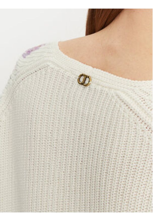 TwinSet - TWINSET Sweter 251TP3642 Beżowy Regular Fit. Kolor: beżowy. Materiał: bawełna