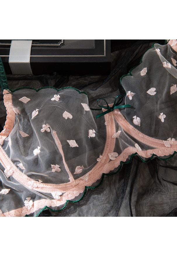 Intica - Bielizna z haftem i siateczką dla podkreślenia kształtów Mojca. Kolor: różowy. Materiał: materiał. Wzór: haft