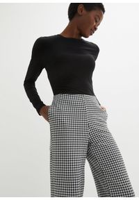 bonprix - Spodnie ze stretchem w pepitkę, wide leg. Kolor: czarny #2