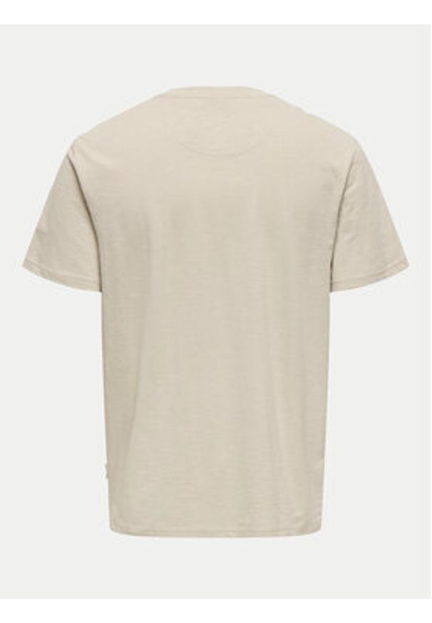 Only & Sons T-Shirt 22025286 Beżowy Regular Fit. Kolor: beżowy. Materiał: bawełna