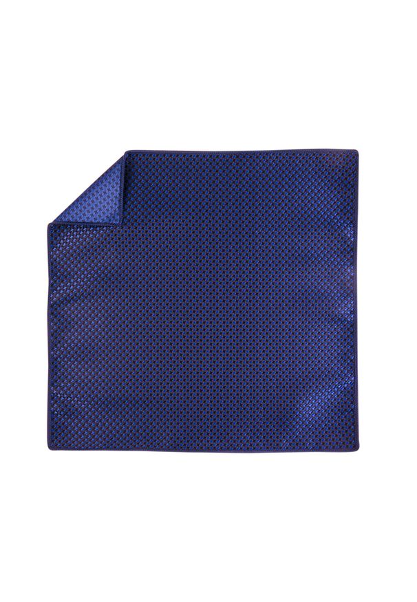 Modini - Granatowa poszetka w drobny wzór EC14. Kolor: niebieski. Materiał: żakard, tkanina