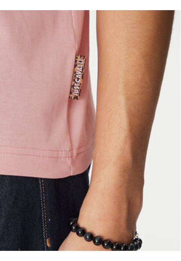 Just Cavalli T-Shirt 78OAHT01 Różowy Regular Fit. Kolor: różowy. Materiał: bawełna