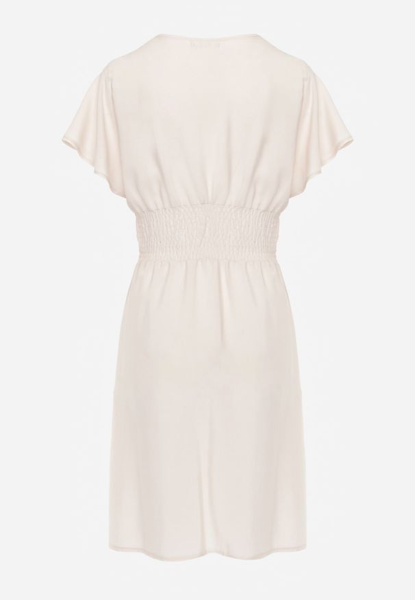 Renee - Beżowa Sukienka z Wiskozy Jadith. Okazja: na co dzień. Kolor: beżowy. Wzór: gładki. Typ sukienki: kopertowe. Materiał: wiskoza. Długość rękawa: krótki rękaw. Sezon: lato. Styl: casual. Długość: mini