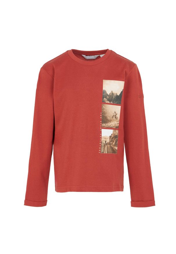 Regatta - Koszulka Z Długim Rękawem Dla Dzieci Wenbie III Photo Split. Kolor: czerwony. Długość rękawa: długi rękaw. Długość: długie. Sport: turystyka piesza