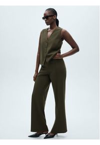 mango - Mango Spodnie materiałowe Avaya 87073279 Khaki Straight Fit. Kolor: brązowy. Materiał: syntetyk