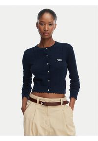 Tommy Jeans Kardigan Pointelle DW0DW22931 Granatowy Regular Fit. Kolor: niebieski. Materiał: wiskoza #1