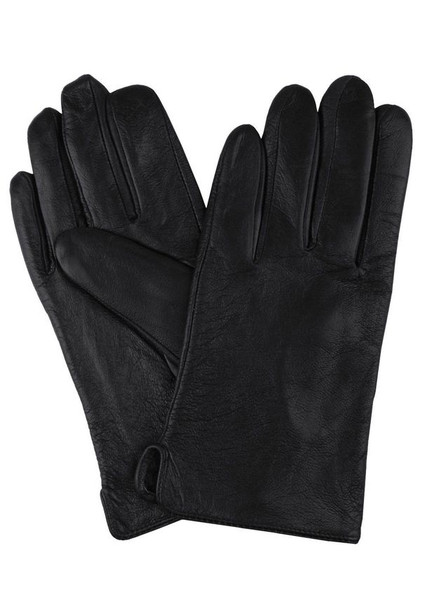 His Story - Czarne Męskie Skórzane Rękawiczki, Skóra Bydlęca -HIS STORY- Eleganckie, Jesienno-Zimowe, Ocieplane. Kolor: czarny. Materiał: skóra. Sezon: zima, jesień. Styl: elegancki