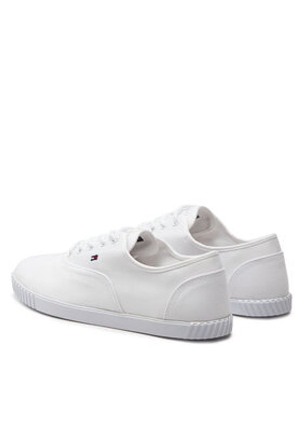 TOMMY HILFIGER - Tommy Hilfiger Tenisówki Canvas Lace Up Sneaker FW0FW07805 Biały. Kolor: biały. Materiał: materiał