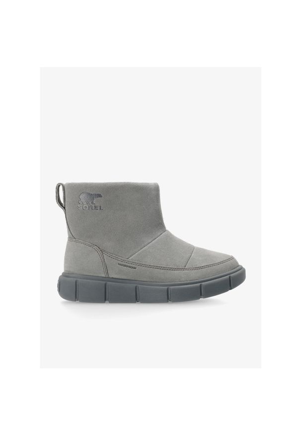sorel - Buty zimowe damskie Sorel Explorer III Slip-On WP. Zapięcie: bez zapięcia. Kolor: szary. Sezon: zima. Styl: sportowy