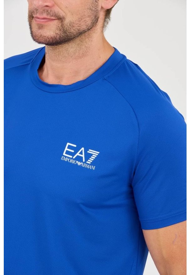 EA7 Emporio Armani - EA7 Niebieski męski t-shirt Ventus 7, Rozmiar L. Kolor: niebieski