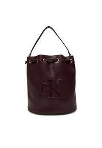 Calvin Klein Torebka Bold Ck Large Bucket Bag LV04F3232G Bordowy. Kolor: czerwony. Materiał: skórzane