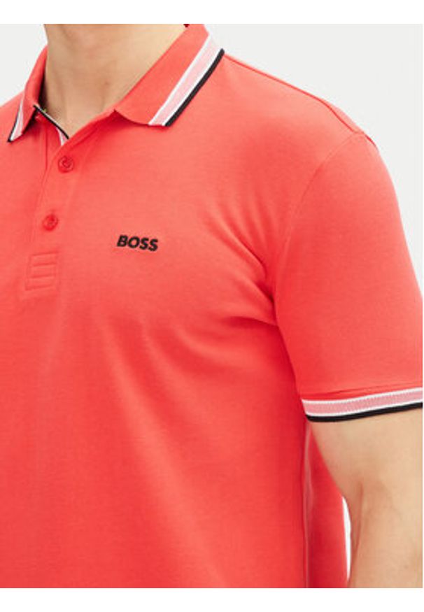 BOSS Polo Paddy 50469055 Czerwony Regular Fit. Typ kołnierza: polo. Kolor: czerwony. Materiał: bawełna