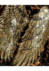 MYSTIQUE BEACH - Tunika maxi ze złotymi skrzydłami. Kolor: brązowy. Materiał: szyfon. Wzór: aplikacja #7