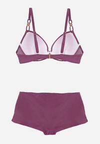 Born2be - Fioletowe Bikini z Ozdobnym Marszczeniem Biustonosz i Majtki Typu Bokserki Peiria. Kolor: fioletowy #4