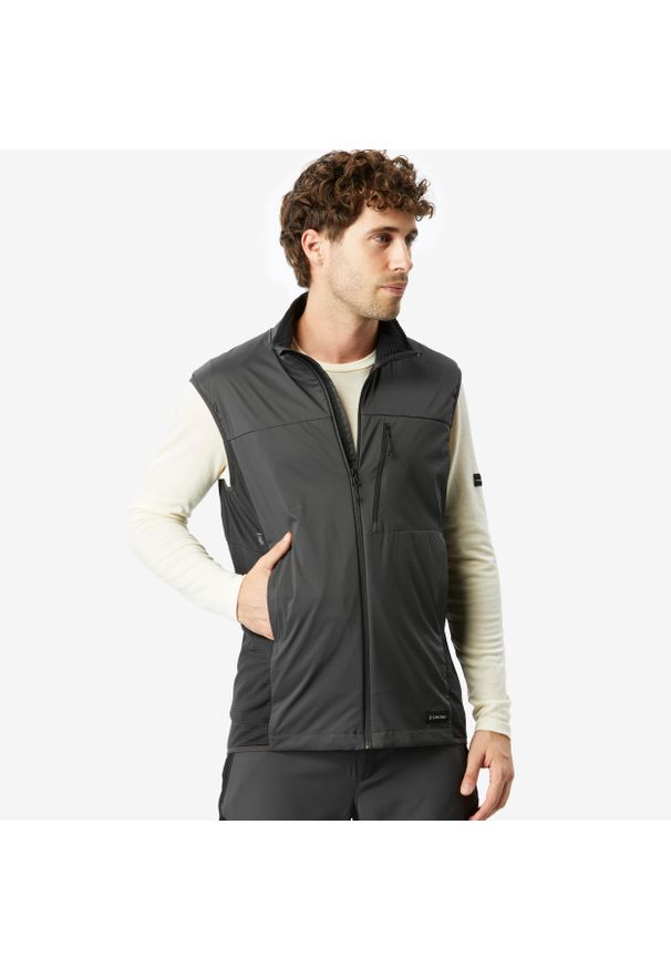 SIMOND - Kamizelka softshell trekkingowa męska Simond MT500. Kolor: czarny, szary, wielokolorowy. Materiał: softshell. Sport: turystyka piesza