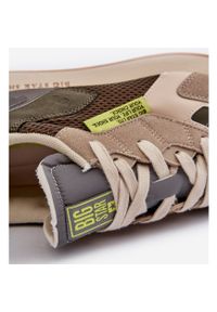 Big-Star - Buty Sportowe Sneakersy Męskie Memory Foam System Big Star NN174345 Khaki zielone. Kolor: zielony. Materiał: materiał, skóra. Szerokość cholewki: normalna