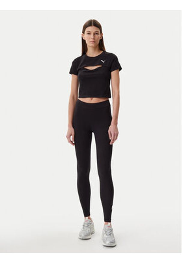 Puma T-Shirt Ess Cut-Out 631164 Czarny Slim Fit. Kolor: czarny. Materiał: bawełna
