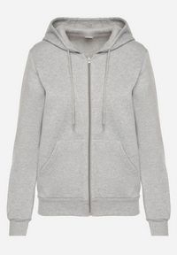 Born2be - Szara Rozpinana Bluza z Kapturem Bawełną i Sznurkami Viltara. Okazja: na co dzień. Typ kołnierza: kaptur. Kolor: szary. Materiał: bawełna. Styl: casual #3