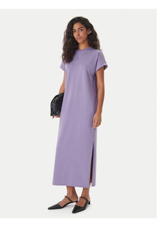 Hugo - HUGO Sukienka codzienna Nalle_B 50540389 Fioletowy Regular Fit. Okazja: na co dzień. Kolor: fioletowy. Materiał: bawełna. Typ sukienki: proste. Styl: casual