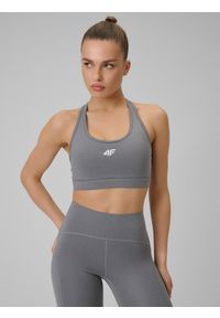 4f - 4F Biustonosz treningowy z niskim wsparciem damski - szary XS. Kolor: szary. Materiał: guma, włókno. Rodzaj stanika: push-up. Sport: fitness, joga i pilates #2