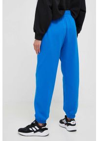 adidas Originals spodnie dresowe bawełniane kolor niebieski z aplikacją. Stan: podwyższony. Kolor: niebieski. Materiał: bawełna, dresówka. Wzór: aplikacja #4