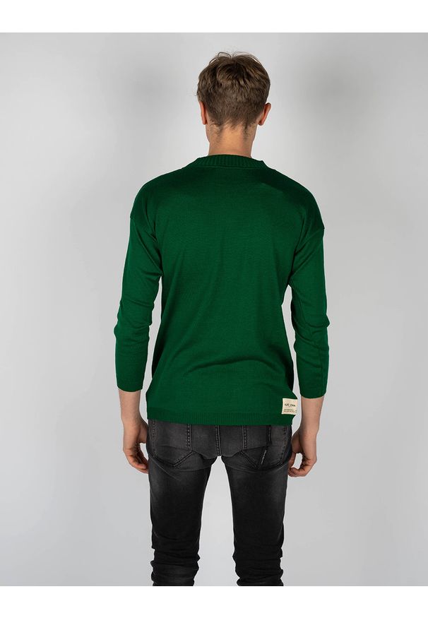 Takeshy Kurosawa Sweter | 83072 | Maglia F12 Taglio Over | Mężczyzna | Zielony. Okazja: na co dzień. Kolor: zielony. Materiał: wełna, akryl. Wzór: aplikacja. Styl: casual