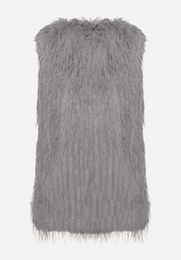 Born2be - Ciemnoszara Kamizelka Futrzana ze Wsuwanymi Kieszeniami Venzira. Okazja: na co dzień. Kolor: szary. Materiał: futro. Wzór: aplikacja. Styl: casual, elegancki #7