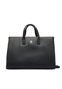 TOMMY HILFIGER - Tommy Hilfiger Torebka Th Daily Satchel Mono AW0AW18418 Czarny. Kolor: czarny. Materiał: skórzane #6
