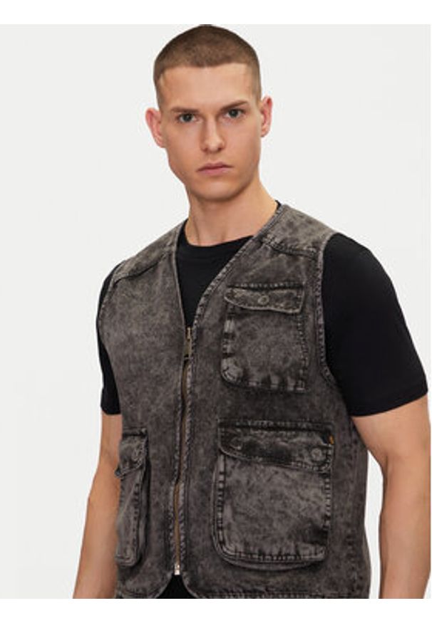 Alpha Industries Kamizelka Canvas Acid Vest 156140 Czarny Regular Fit. Kolor: czarny. Materiał: bawełna