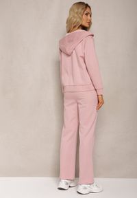 Renee - Różowy Komplet Dresowy Proste Spodnie i Zasuwana Bluza z Kapturem Nerathia. Kolor: różowy. Materiał: dresówka