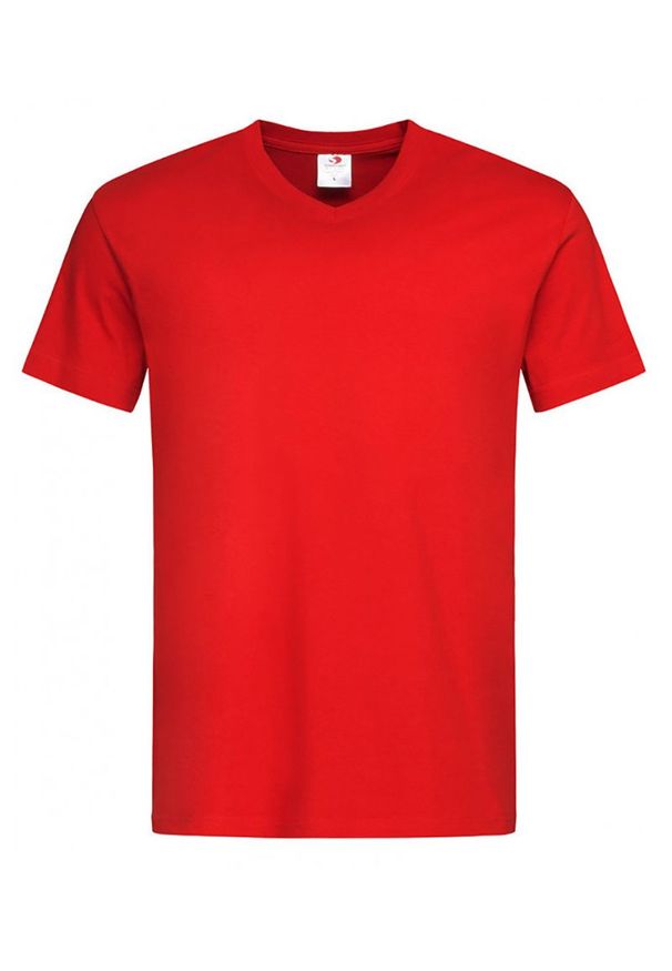 Czerwony t-shirt Stedman casualowy, z krótkim rękawem