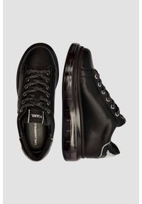Karl Lagerfeld - KARL LAGERFELD Czarne sneakersy damskie z brokatem KAPRI KUSHION Signia, Rozmiar 41. Kolor: czarny. Wzór: napisy #4