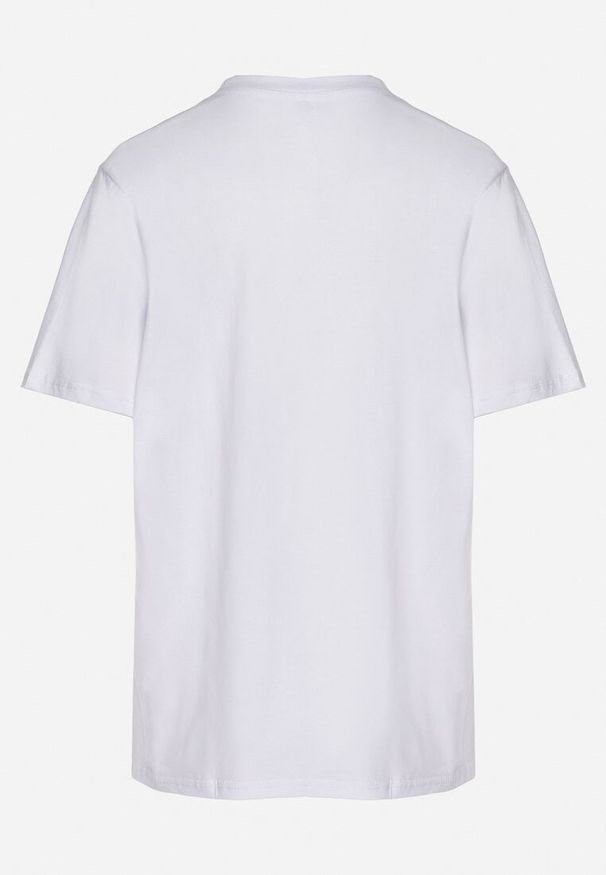 Born2be - Biały T-shirt Bawełniany z Cyrkoniami Felnella. Okazja: na co dzień. Kolor: biały. Materiał: bawełna. Styl: elegancki, casual