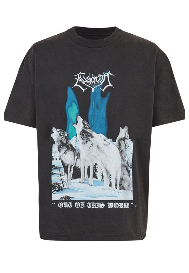 AllSaints T-shirt bawełniany kolor czarny z nadrukiem. Okazja: na co dzień. Kolor: czarny. Materiał: bawełna. Wzór: nadruk. Styl: casual