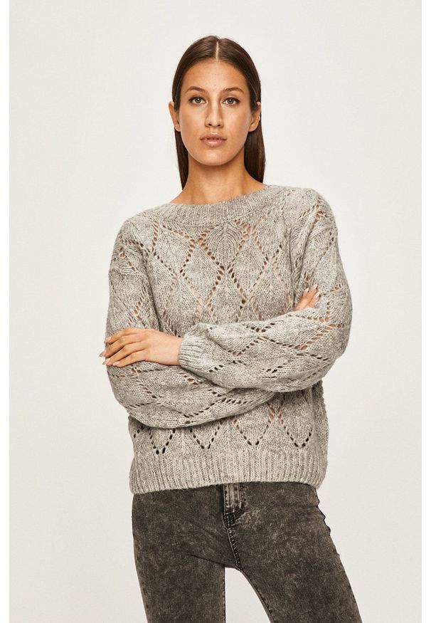 ANSWEAR - Answear - Sweter. Kolor: szary. Materiał: materiał, dzianina. Wzór: gładki
