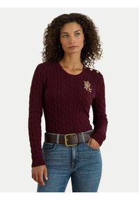 Lauren Ralph Lauren - LAUREN RALPH LAUREN Sweter 200932223015 Bordowy Slim Fit. Kolor: czerwony. Materiał: bawełna #1
