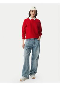 Tommy Jeans Bluza Ess Logo DW0DW22829 Czerwony ciemny Regular Fit. Kolor: czerwony. Materiał: bawełna #4