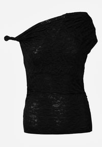 Renee - Czarna Asymetryczna Bluzka z Koronki na Jedno Ramię Olitheilise. Okazja: na co dzień, na imprezę. Kolor: czarny. Materiał: koronka. Wzór: koronka. Styl: casual #4