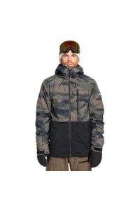 Kurtka snowboardowa męska Quiksilver Mission Printed Block. Kolor: brązowy. Sport: snowboard